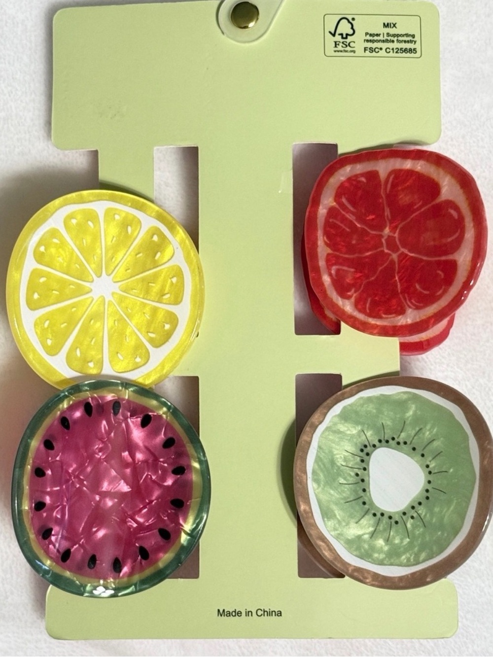 NWT 🍉🍋🥝🍊 Piper K Fruit Themed Hair Claw Clips Set of 4 - Picture 4 of 14